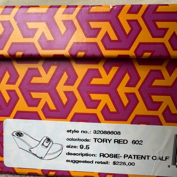 Red Patent Calf Tory Burch wedges New in Box 9.5 Rare - Picture 5 of 10